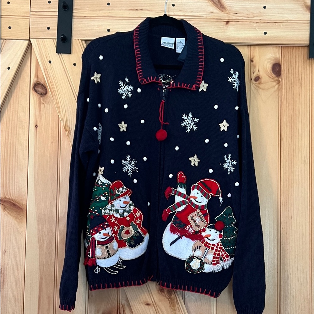 Festive Snowman Cardigan Sweater